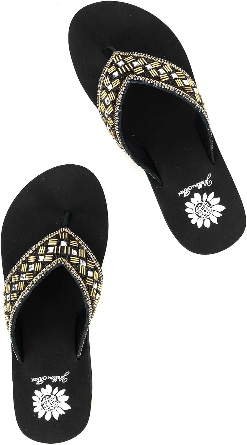 Yellow Box Women's Selvia Wedge Sandal, Round Toe, Medium-High 2 Inch Heel, 0.75 Inch Platform Comfortable Flip-Flop