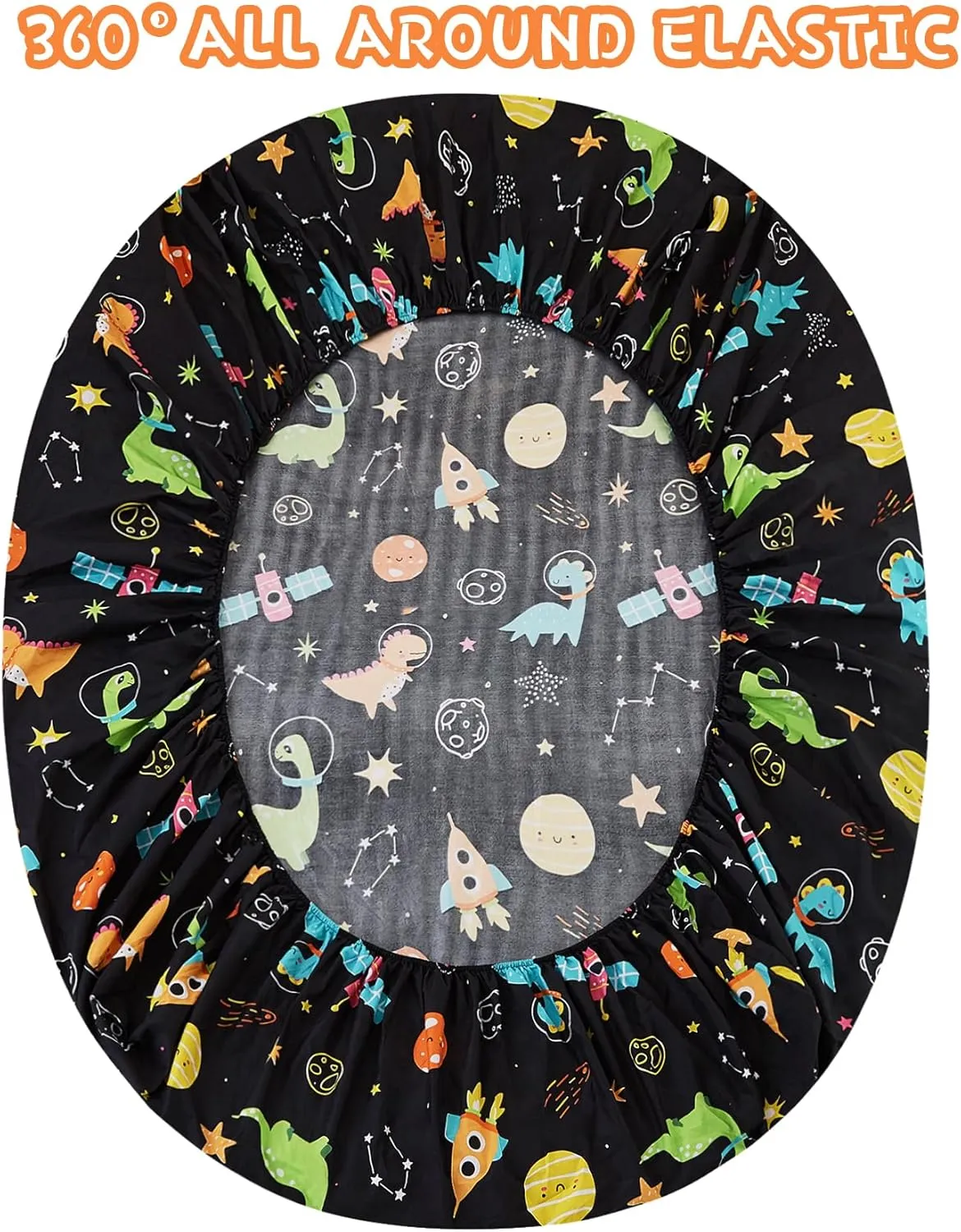 Yibeizi Dinosaur Space Twin Sheets Set for Boys, Kids Cute Planet Printed Microfiber Bedsheets Deep Pocket Bed Sheet & Pillowcase Sets 3 Pieces