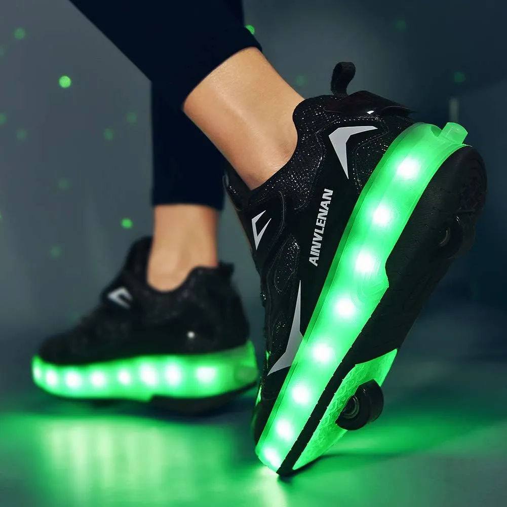 Ylllu Kids LED Roller Skate Shoes with Single Wheel Light up Roller Shoes Gift for Girls Boys Children