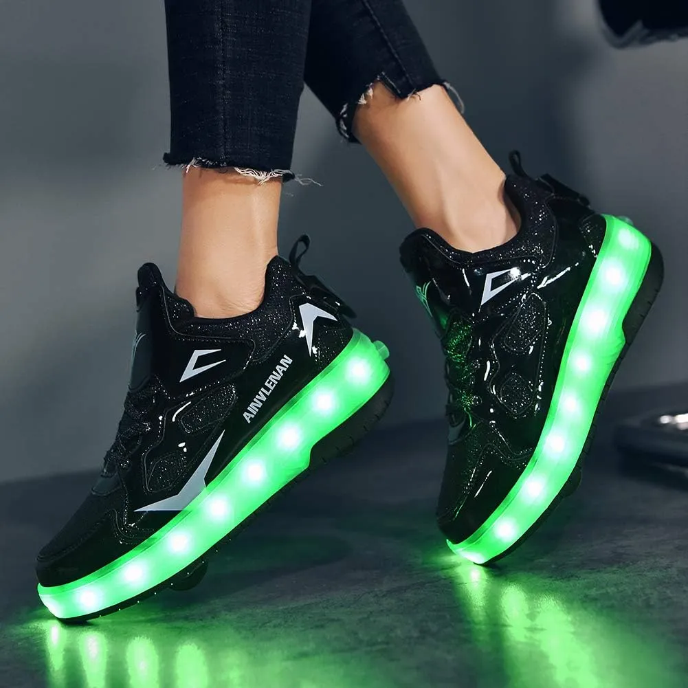 Ylllu Kids LED Roller Skate Shoes with Single Wheel Light up Roller Shoes Gift for Girls Boys Children