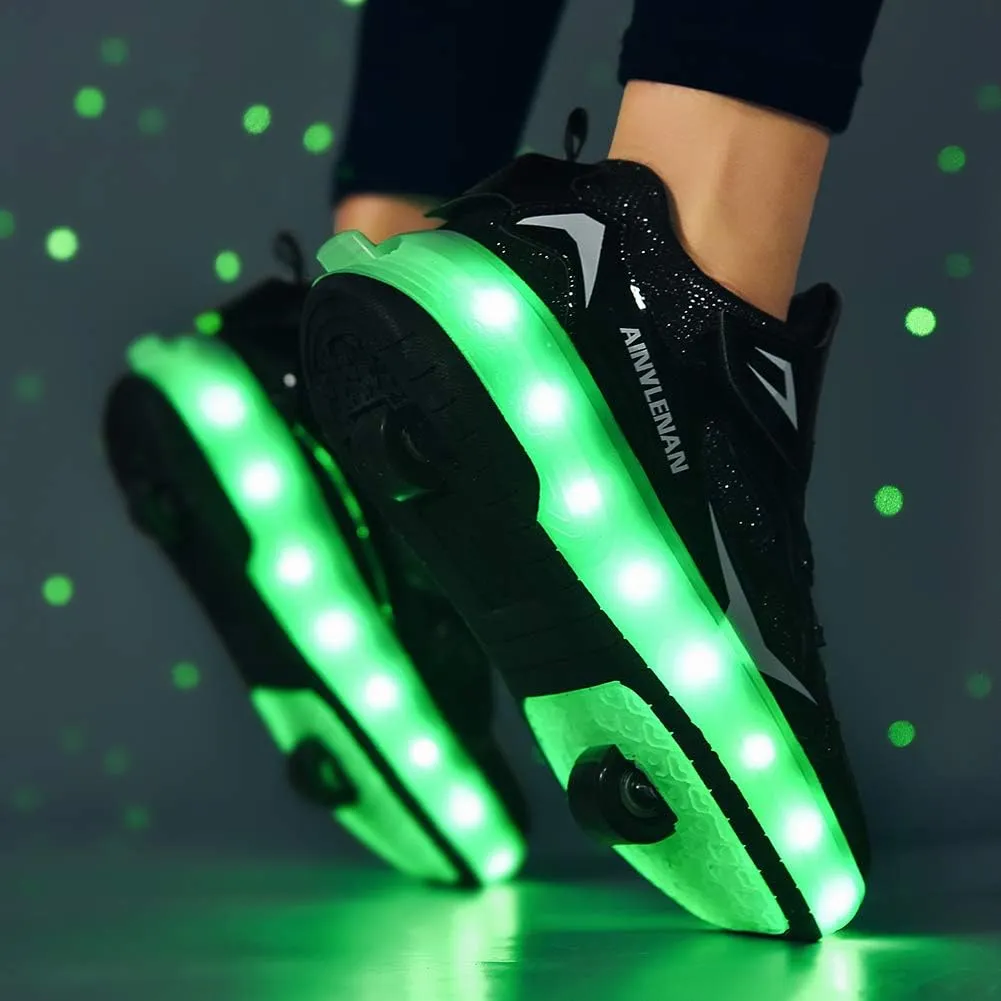 Ylllu Kids LED Roller Skate Shoes with Single Wheel Light up Roller Shoes Gift for Girls Boys Children