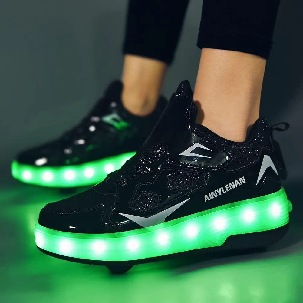 Ylllu Kids LED Roller Skate Shoes with Single Wheel Light up Roller Shoes Gift for Girls Boys Children
