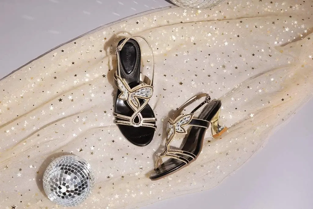 YooPrettyz Women Evening Heels Embellished Stud Butterfly Dress Party Bridal Sandals