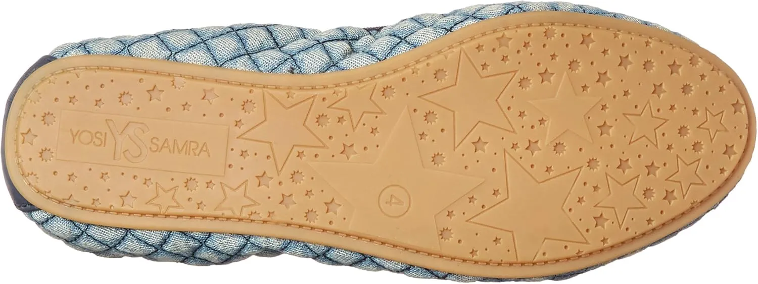 Yosi Samra Girl's Sammie Quilted Denim Ballet Flat