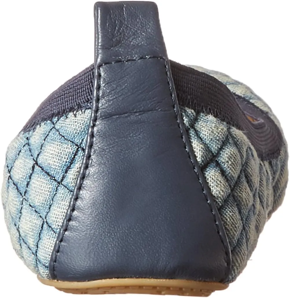 Yosi Samra Girl's Sammie Quilted Denim Ballet Flat