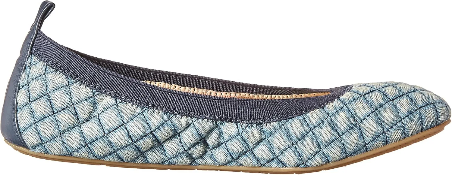 Yosi Samra Girl's Sammie Quilted Denim Ballet Flat