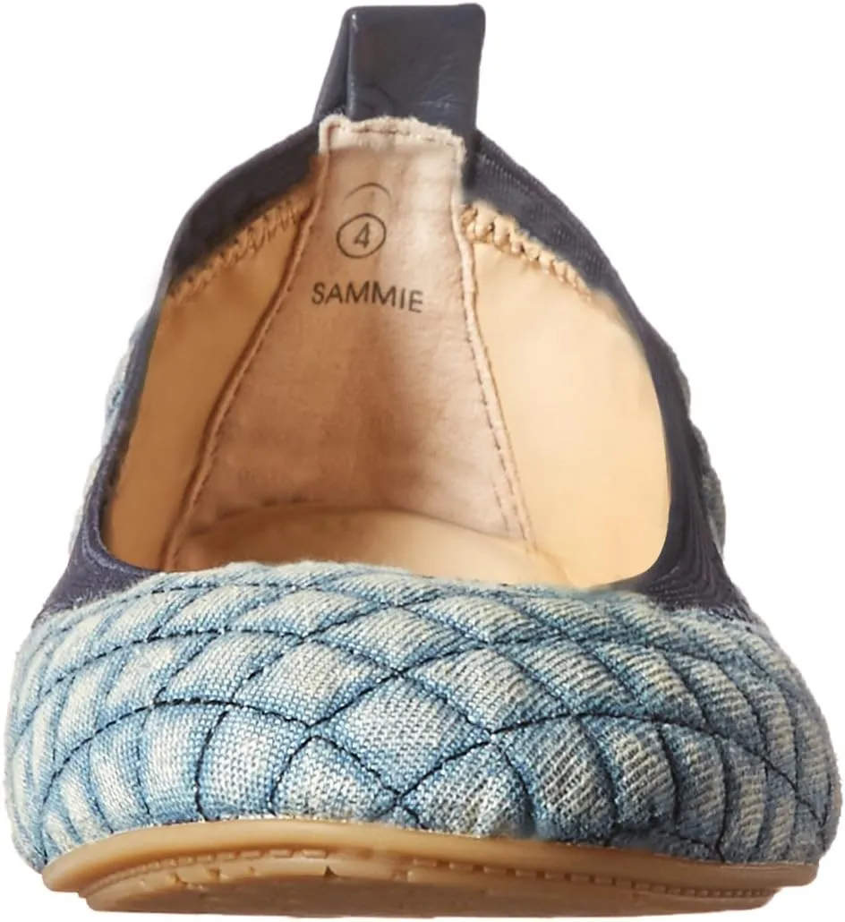 Yosi Samra Girl's Sammie Quilted Denim Ballet Flat