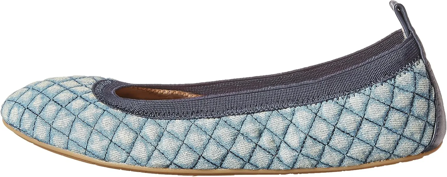 Yosi Samra Girl's Sammie Quilted Denim Ballet Flat