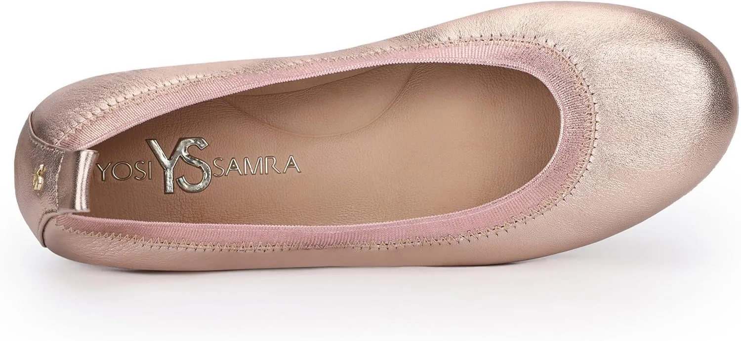 Yosi Samra Samara Women's Leather Metallic Foldable Ballet Flat