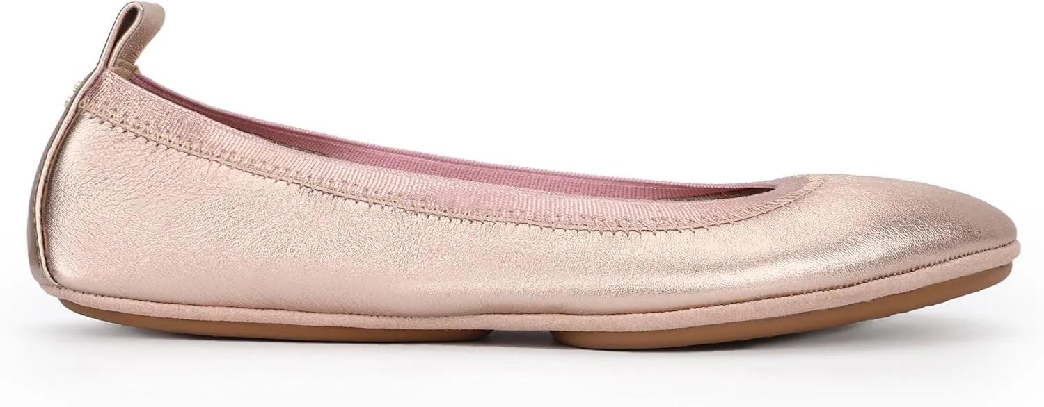 Yosi Samra Samara Women's Leather Metallic Foldable Ballet Flat