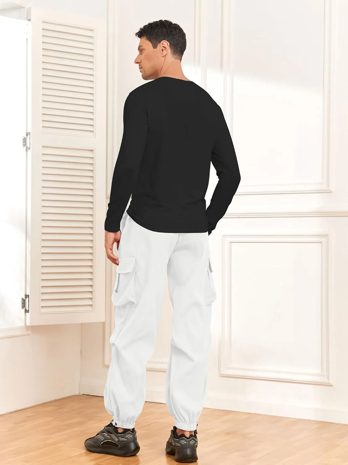 ZAFUL Flat Pocket Parachute Pants for Men Casual Baggy Cargo Pants Unisex Street Y2K Pants Drawstring Trouser