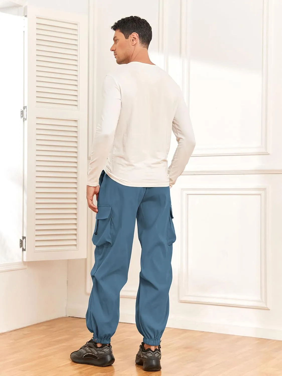 ZAFUL Flat Pocket Parachute Pants for Men Casual Baggy Cargo Pants Unisex Street Y2K Pants Drawstring Trouser