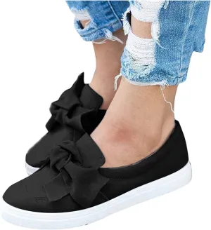 ZBYY Women's Slip On Sneakers,Fashion Sneakers Classic Flats Comfortable Walking Casual Shoes Bow Loafers