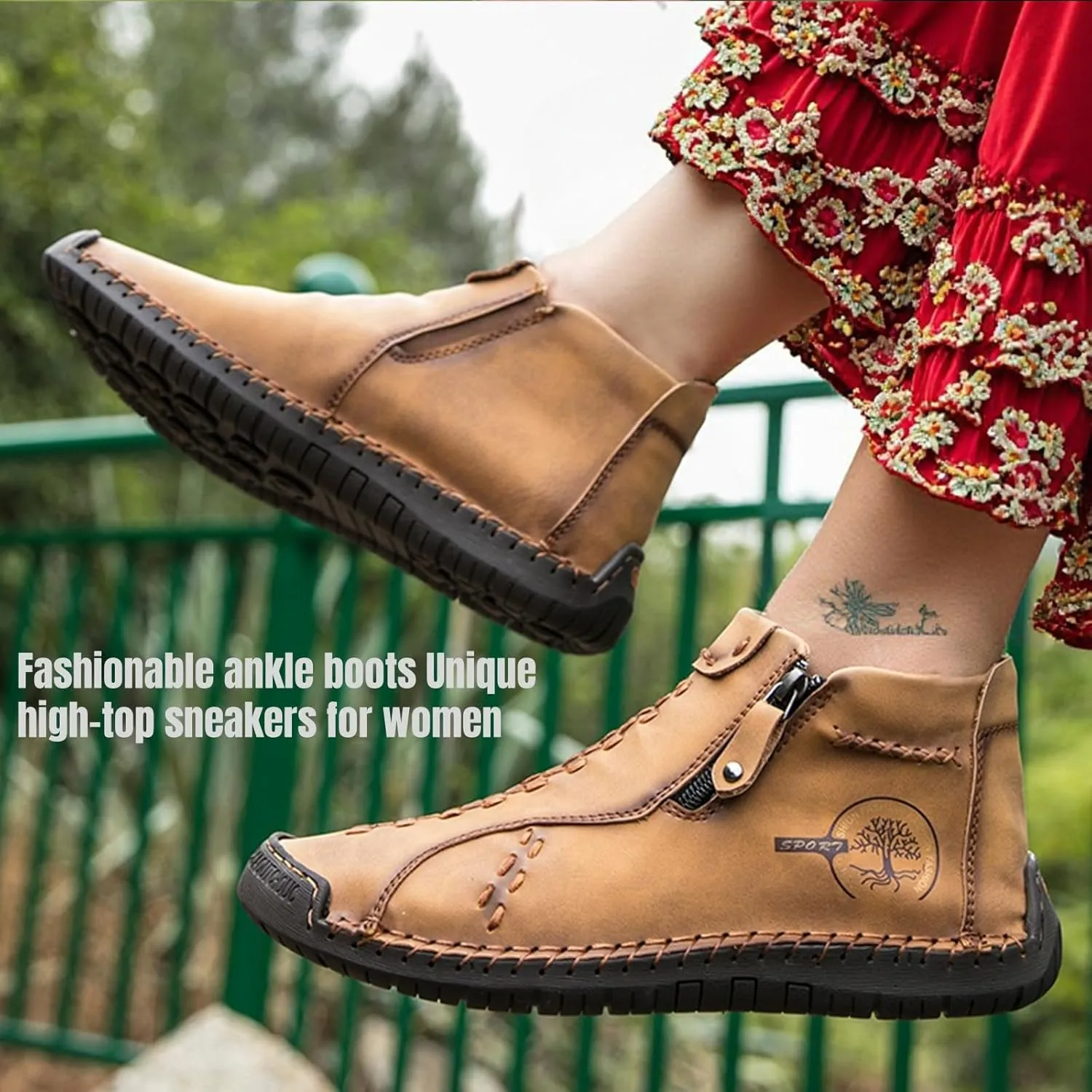 Zipper Women Ankle Boots, Renaissance Outdoor Casual Fashion Boot for Women Inspired from Medieval Shoes